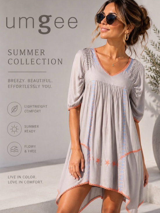 Umgee Tops - UMGEE Boho High Low Dream Dress - Embroidered Goddess Vibes Sz L